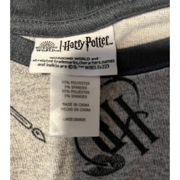 Harry Potter Wizarding World Pajama Top Gray Logo Print Cozycore Sleep Lounge - Picture 2 of 3